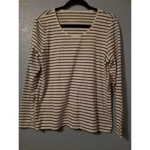 Chico's Striped The Ultimate Tee - Black/White - Med Touch Of Cool‎ Long Sleeve